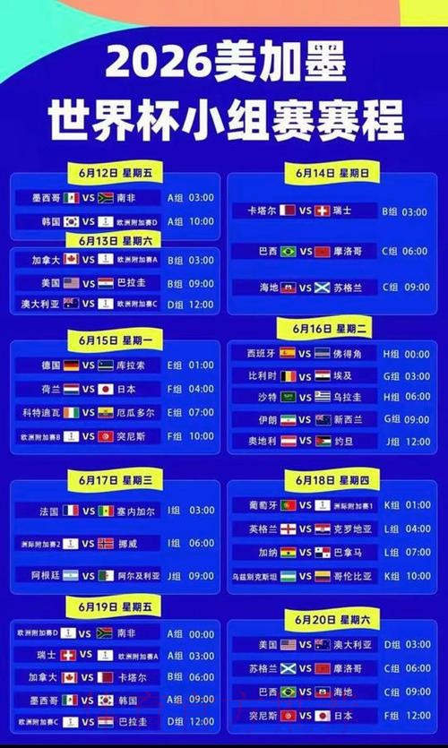 2026世界杯直播高清版最新时间表在哪里看 2026世界杯直播高清版最新时间表在哪里看