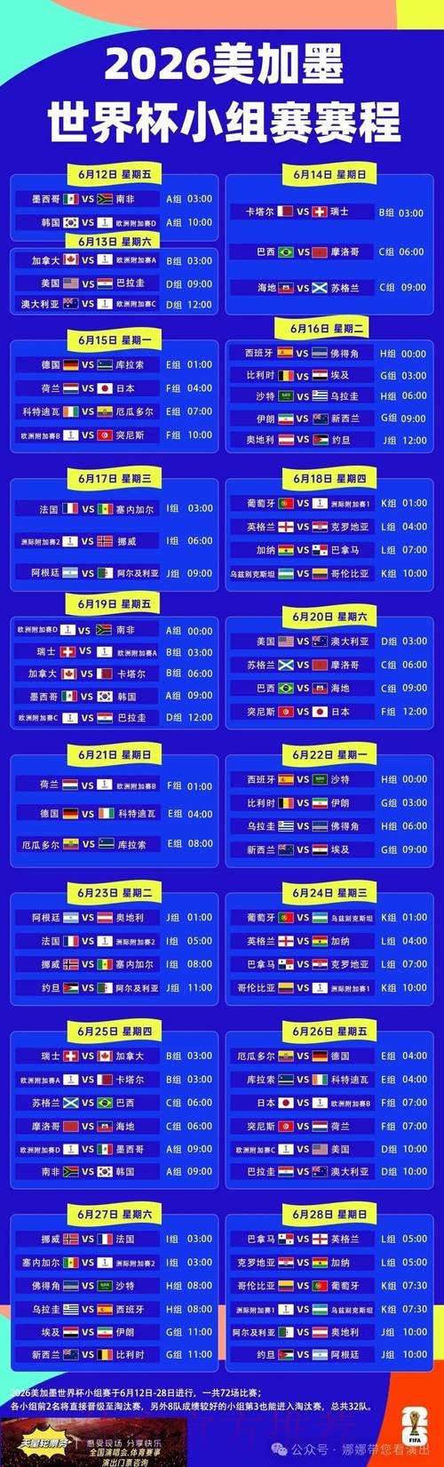 2026世界杯每日赛程官方发布比赛时间表在哪里看